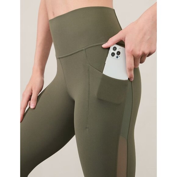 Athleta M Salutation Stash Mesh 7/8 Tight Moss Mesh Medium - Picture 2 of 10